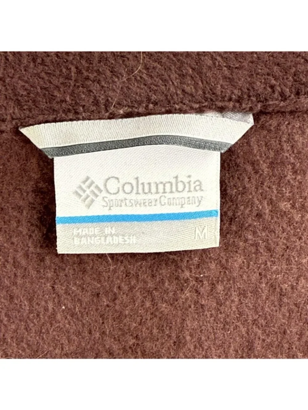 Columbia Fleece Jacket Mens Medium Brown Full Zip Pockets Hiking Outdoor Warm
